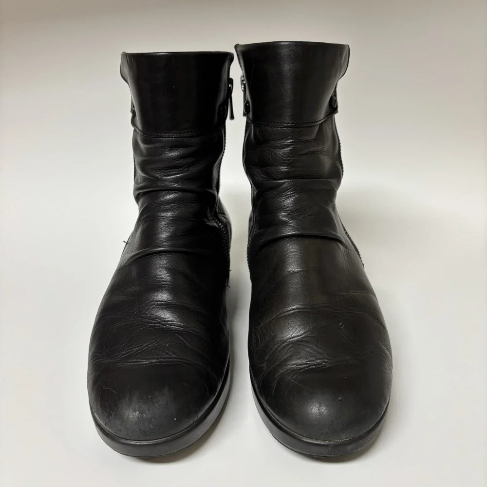Mephisto Phila Black Leather Double Zipper Ankle Boot Size 7 Made In Bosnia